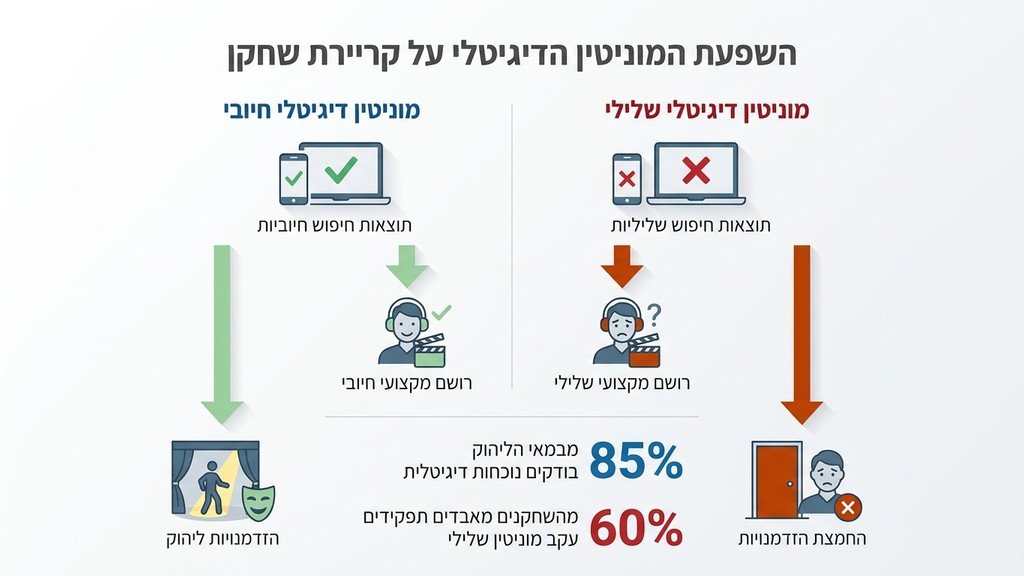 שחקן מודאג בודק תוצאות חיפוש בטלפון הנייד