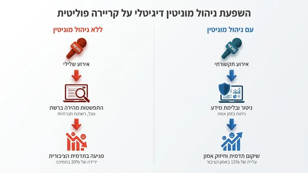 איש ציבור בוחן את התדמית הדיגיטלית שלו במכשיר חכם