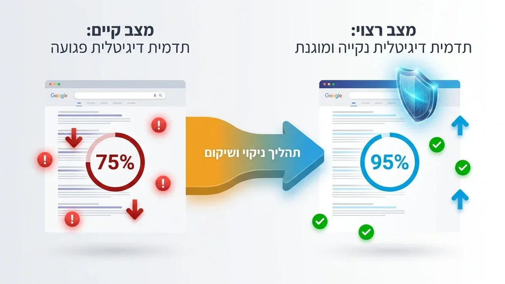 ייצוג ויזואלי של טכנולוגיה לניקוי תוצאות חיפוש