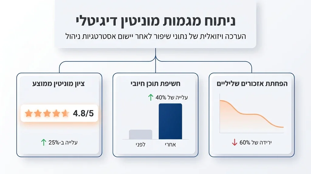 גרף המציג עלייה בדירוג החיובי של חברת השכרה ושיקום המוניטין