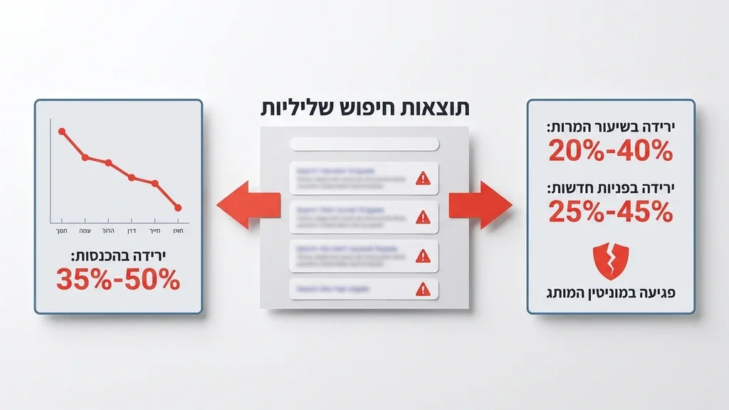 גרף המדגים ירידה בהכנסות עקב תוצאות חיפוש בעייתיות