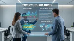 צוות מומחים מנתח נתונים דיגיטליים על מסך מחשב