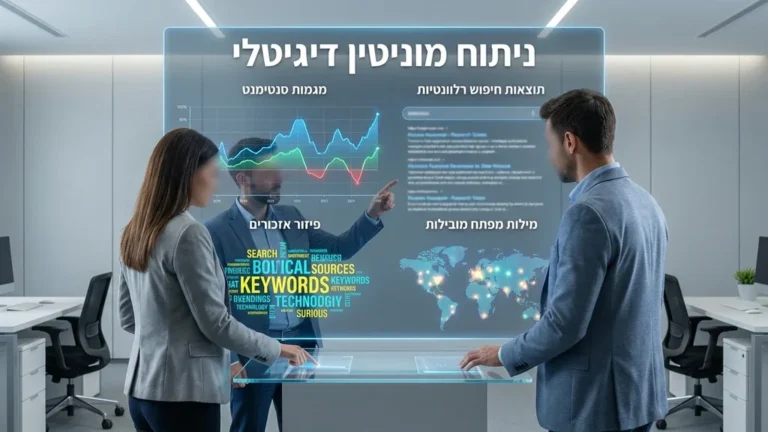 צוות מומחים מנתח נתונים דיגיטליים על מסך מחשב