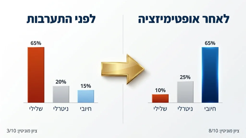 גרף המציג ניתוח נתונים של אזכורים ברשת ומגמות סנטימנט